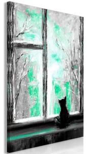 Obraz - Longing Kitty (1 Part) Vertical Green