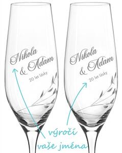 Sklenice na sekt k výročí Broušené větvičky 2 ks
