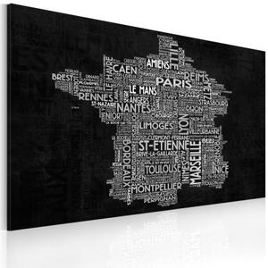 Obraz - Text map of France on the blackboard