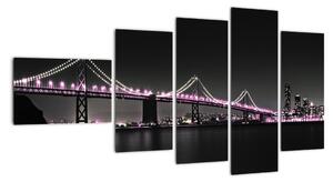 Noční osvětlený most - obraz (110x60cm)