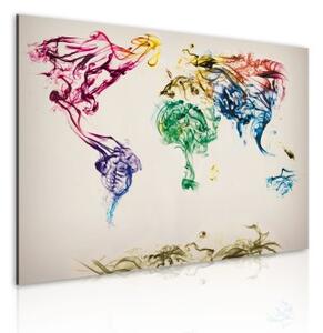 Obraz - Mapa světa - barevné kouře stezky