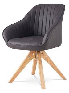 Jídelní židle, šedá látka v dekoru broušené kůže, nohy masiv kaučukovník HC-772 GREY3