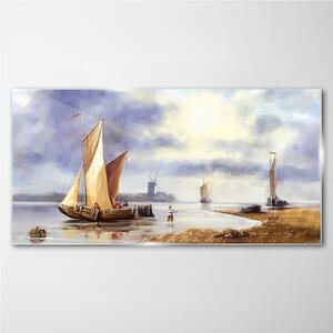Obraz na skle Obraz na skle Malování lodi rybář