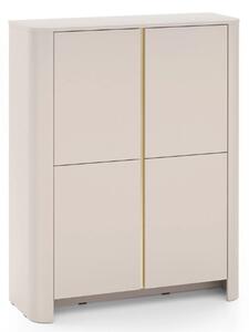 Vysoká komoda Sorrenti 103 cm – kašmír / zlatá