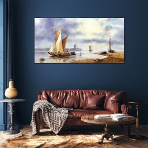Obraz na skle Obraz na skle Malování lodi rybář