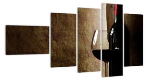 Láhev vína - moderní obraz (110x60cm)