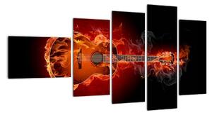 Obraz hořící kytara (110x60cm)