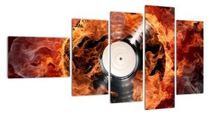 Obraz hořící gramofonové desky (110x60cm)