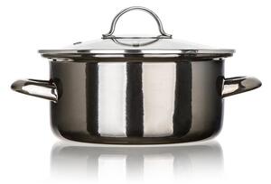Smaltovaný hrnec s poklicí METALLIC Black 2 l