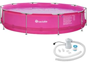Tectake Bazén kruhový s ocelovou konstrukcí a filtračním čerpadlem Ø 360 x 76 cm - fuchsiová