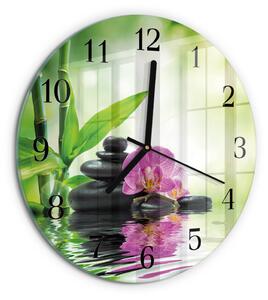 Skleněné nástěnné hodiny Lázeňská orchidej zsoc-fi30-00058439
