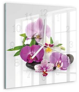Skleněné hodiny Orchidej zskb-30x30-00086573