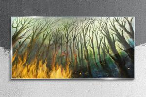 Obraz na skle Obraz na skle Malování lesní strom oheň