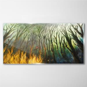Obraz na skle Obraz na skle Malování lesní strom oheň