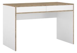 Dřevěný psací stůl se šuplíky do dětského pokoje TUTU bílý, dub sonoma