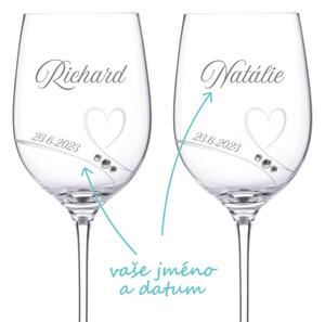 Svatební skleničky na víno Diamante Romance s krystaly Swarovski 2 ks