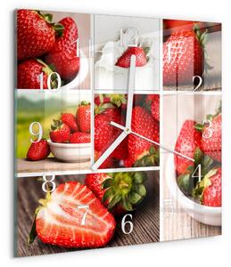 Skleněné hodiny Jahody zskb-30x30-00087229