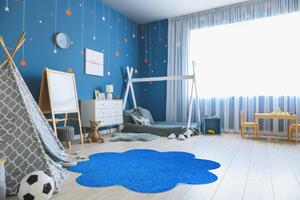 Vopi koberce Kusový koberec Color shaggy modrý kytka - 120x120 kytka cm