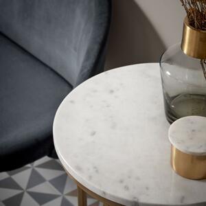 Bílý mramorový odkládací stolek Kave Home Sheffield 43 cm