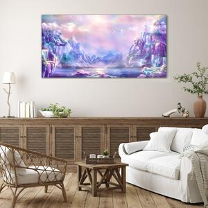 Obraz na skle Obraz na skle Abstrakce Jezero hory obloha
