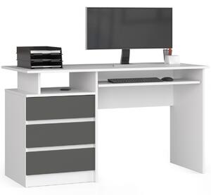 Ak furniture Volně stojící psací stůl CLP 135 cm bílý/grafitově šedý