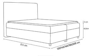 Čalouněná postel boxspring WOLF + topper, 180x200, casablanca 2301