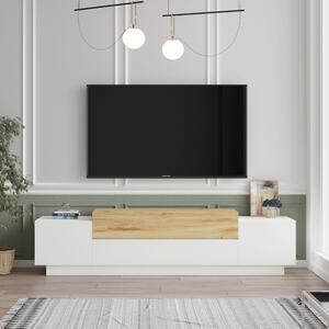 TV komoda FRANK 2 světlé dřevo/bílá
