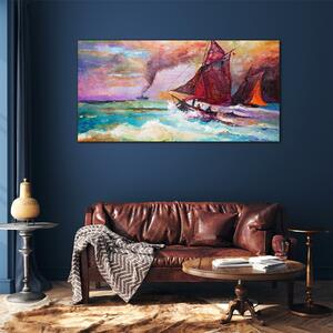 Obraz na skle Obraz na skle Abstrakce mořské lodi vlny