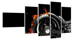 Obraz hořící motorky (110x60cm)