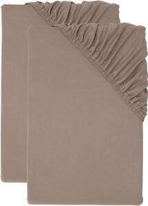 Livarno® Sada žerzejových napínacích prostěradel, 90-100 x 200 cm, 2dílná, hnědá (800013069)