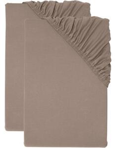 Livarno® Sada žerzejových napínacích prostěradel, 90-100 x 200 cm, 2dílná, hnědá (800013069)