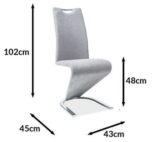 H-090 jídelní židle, světle šedá látka/chrom