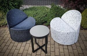 Bílé terrazzo recyklované zahradní lounge křeslo Banne Bloom