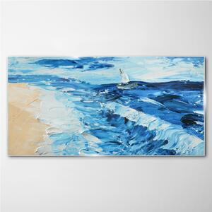 Obraz na skle Obraz na skle Malování pobřeží moře lodi
