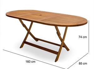 FurniGO Zahradní stůl Boston - 160x85x74cm