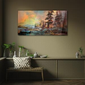 Obraz na skle Obraz na skle Malování stromů strom hory