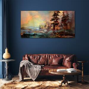 Obraz na skle Obraz na skle Malování stromů strom hory