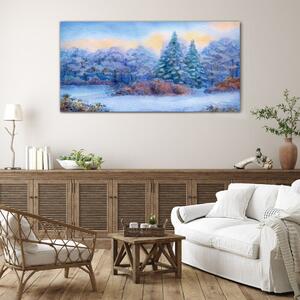 Obraz na skle Obraz na skle Akvarel Snow Strom les