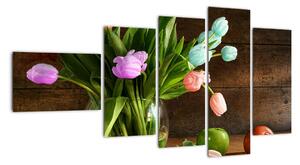 Obraz tulipánů ve váze (110x60cm)