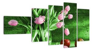 Tulipány ve váze, obraz na stěnu (110x60cm)