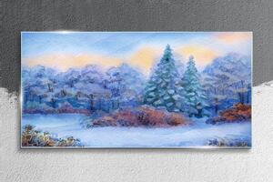 Obraz na skle Obraz na skle Akvarel Snow Strom les