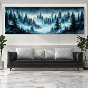 Obraz na plátně - Když déšť a mlha lesy zahalí FeelHappy.cz Velikost obrazu: 270 x 90 cm