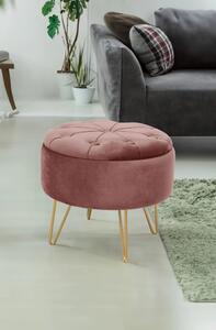 Elegantní taburet DRAVIEN s úložným prostorem - růžový / zlatý