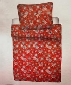Povlečení bavlna vánoční vločky červené 140x200 cm, 70x90 cm