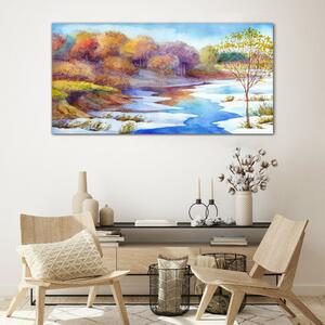 Obraz na skle Obraz na skle Akvarel strom řeka