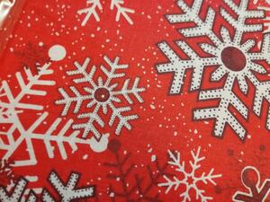 Povlečení bavlna vánoční vločky červené 140x200 cm, 70x90 cm