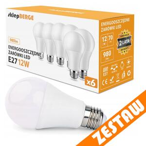 SADA 6x LED žárovka E27 12W - studená bílá