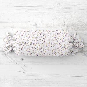 Biante Polštář válec bonbon Sandra SA-004 Fialové růžičky 15x80 cm