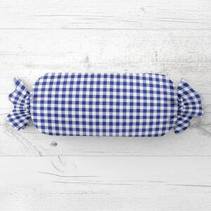 Biante Polštář válec bonbon Sandra SA-057 Modro-bílé kostičky 15x40 cm
