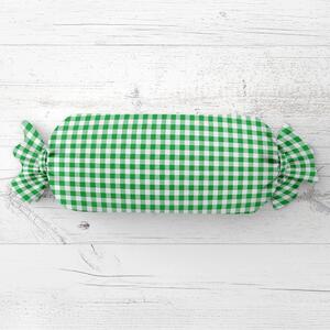 Biante Polštář válec bonbon Sandra SA-058 Zeleno-bílé kostičky 15x40 cm